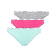 U.S. Polo Assn. Kadın Fuşya - Gri Melanj - Mavi 3 Lü Slip 66288 Mavi