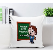 Kişiye Özel Beyaz Yastık Kılıfı Öğretmenler Günü Temalı-1