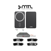 5000 Mah 15w + 20w Metal Ultra İnce Led Göstergeli 35w Turbo Şarj Magsafe Powerbank Mt4620 Gri