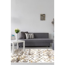 Dekoreko Kaymaz Taban Djt Salon Halısı Trend Saçaklı Modern M5026 Gold