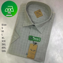 Eren Style Linen Keten Klasik %100 Cotton Kısa Kollu Terletmeyen Gömlek Vizon