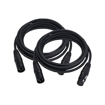 Dmx512 Sinyal Kablosu Xlr Mikrofon Kablosu Siyah 3m 2 Adet Güvenli Transmisyon