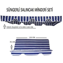 Salıncak Minder Seti Tenteli Mavi Beyaz 2 Kişilik Süngerli 130x45x3cm Mavi - Beyaz