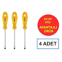 Sgs 1022 4x100 Düz Tornavida Yellow Series 4 Adet