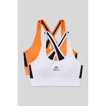 Tommy Life Slim Fit U Yaka 2li Paket Beyaz-neon Oranj Kadın Spor Büstiyer - 97121 Beyaz - Turuncu