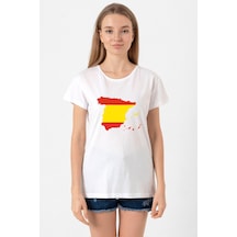 Euro 24 Spain Beyaz Kadın Bisikletyaka Tshirt Beyaz