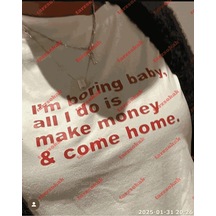 Slogan Unisex Yazılı Oversize Tshirt Twgwbr62 Beyaz