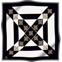 Vissona Tivil İpek Eşarp 17384 - 1 - 0001 - 0003 Siyah Beyaz Batik Desen Siyah Beyaz