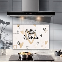 Cam Ocak Arkası Koruyucu | Queen Of The Kitchen Love |40cm x 60cm