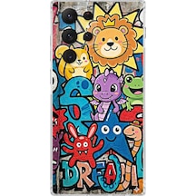 Samsung Galaxy S22 Ultra İle Uyumlu Grafiti Star Team Tasarımlı Şeffaf Silikon Kılıf Şeffaf