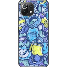 Xiaomi Mi 11 Lite Uyumlu Şeffaf Kılıf Graffiti 9 Tasarımlı