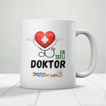 14 Mart Tıp Bayramı En Tatlı Doktor Baskılı Kupa Bardak Beyaz