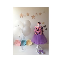 Hayy Baby Kids Wear Lila Renkli Çiçekli Tütü Elbise