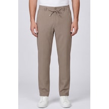 Sabri Özel Erkek Kahverengi Normal Kesim Regular Fit Pamuklu Armürlü Bel Lastikli Jogger Pantolon