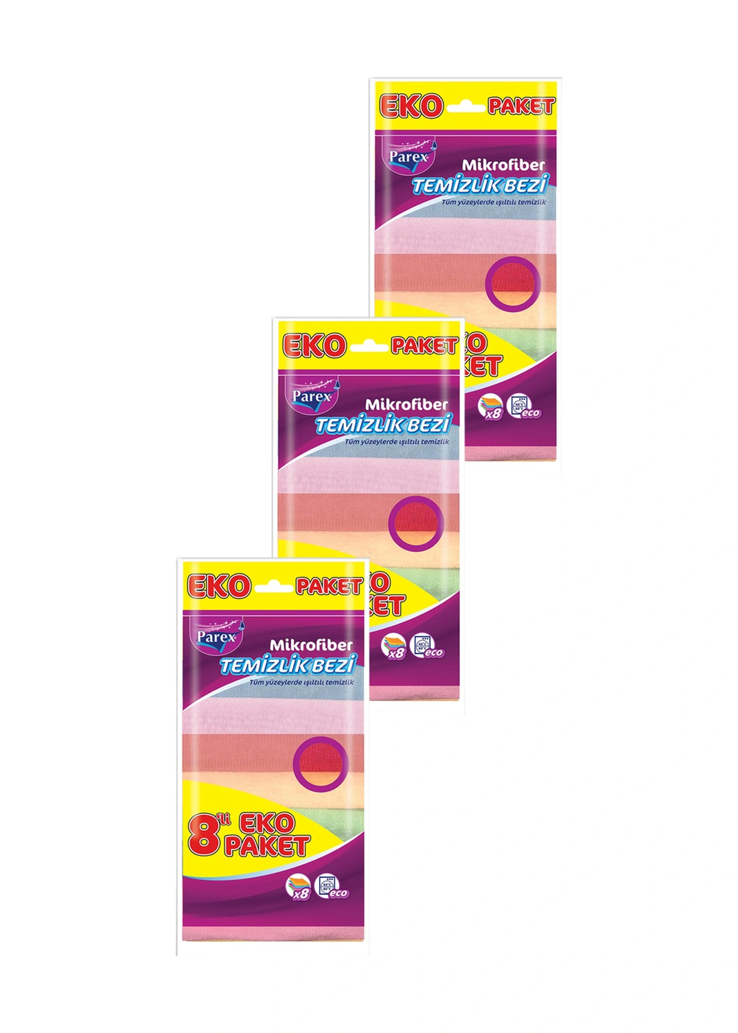 Mikrofiber 8'li Temizlik Bezi Üçlü Paket Diğer