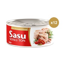 Sasu Kuru Domatesli & Soslu Ton Balığı Bütün Dilim 12 x 160 G
