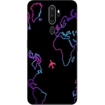 Oppo A5 2020 Uyumlu Dünya Uçuşu Baskılı Silikon Kılıf Renkli