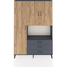 Arges Dolap 6 Raflı 3 Çekmeceli 3 Kapaklı 132x30x195 Antrasit... Antrasit