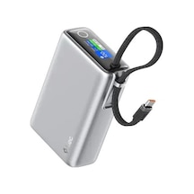 Ttec-recharger Pro Max Tft 20.000mah Pd 65w Usb-c Dahili Kablolu Taşınabilir Hızlı Şarj Aleti / Powerbank Gümüş
