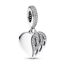 Nur Silver Heart & Angel Dangle Gümüş Cham - NUR-CM00361