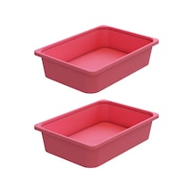 Montessori Oyuncak Dolabı Kutusu Saklama Kutusu Çocuklar İçin Aktivite Kutusu 2 Adet Pembe Pembe