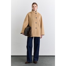 Manuka Yüksek Yaka Kruvaze Kaban Camel Aw25kbn00019-05 Camel