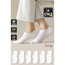 Kral Socks Pamuklu Terletmez Unisex Sneaker Çorap 6 Çift Beyaz