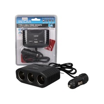 Hubrendy Sh Olesson 2012 12-24v Çift Type-c - Tek Usb Girişli 120w 80cm Kablolu 3'lü Araç Çakmak Çok