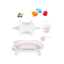Katlanır Bebek Yıkama Banyo Seti 6 Parça Pembe