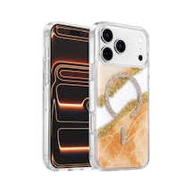 Onegif Apple Uyumlu iPhone 17 Pro Max/18 Pro Max Lotus Simli Magsafe Kapak - Turuncu