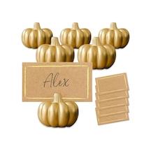Kate Aspen Fall Decor Mini Altın Kabak Masa Kartı Tutucu 6 Adet , Şükran Günü Masa Dekorasyonu, Sonbahar Temalı Genel