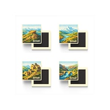 Şırnak - 4'lü Memleket Seti - Baskılı Buzdolap Magneti Kare - 9x9 Cm - 4 Adet