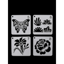 Çiçek Temalı Stencil Şablon Seti 4 Parça 7,6 X 7,6 Cm Diğer