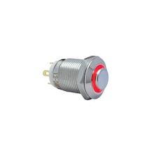 12mm Yaylı Ledli Metal Buton - 1no - Ip67 Kırmızı