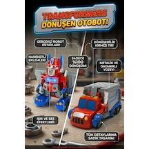 Kırmızı Işıklı Sesli Dönüşebilen Robot Kamyon - Otobot Transformers Oyuncak Çok Renkli