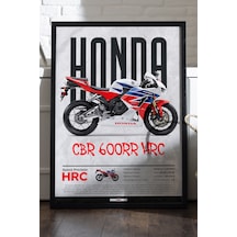 Honda Cbr 600rr Hrc Siyah Ahşap Çerçeveli Poster, Dekoratif Motosiklet Duvar Tablosu