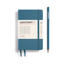Leuchtturm1917 Not Defteri Cep Boy A6 , Sert Kapak, 187 Numaralandırılmış Sayfa, Çizgili, Taş Mavisi Mavi