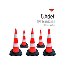 5'li Tpe Trafik Konisi Seti 90 Cm Ağırlıklı Çift Reflektifli Trafik Dubası-3630
