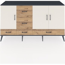 Kronos Konsol 4 Raflı 5 Çekmeceli 3 Kapaklı 176x59x99 Antrasit-aytaşı/çam Aytası/atlas Çam - Antrasıt
