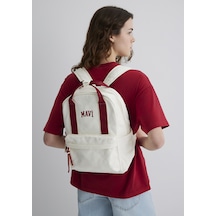 Mavi - Kırmızı Detaylı Ecru Sırt Çantası 1912481-32149 Bej