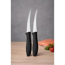 Sebze Ve Meyve Bıçağı, Çelik, Siyah, Lazer Kesim Tırtıklı Uç, 22 Cm, 6 Adet