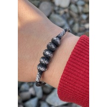 Kazzaze Kazaziye Örme Beş Top Detaylı Şık ve Otantik Bileklik