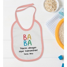 BK Kids Kişiye Özel Pembe Bebek Mama Önlüğü - Model 73 Pembe