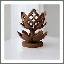 Bezos 3d Baskı Lotus Çiçeği Mumluk - Dekoratif Tealight Mumluk-kahverengi Mmbz