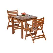 Antalya Ahşap Bahçe Balkon Seti: 80X80 Sabit Masa + 2 Sanda...