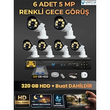 6 Kameralı Set 320 Gb Hdd Full Hd Gece Görüşlü Güvenlik Kamerası Sistemi-sabit İp Gerektirmez-