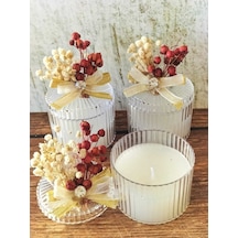 Bernamiofficial Nikah Nişan Söz Kına Mika Kutulu Mumlu Kuruçiçek Süslemeli Etiketli 20 Adet