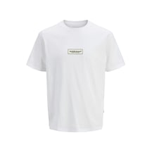 Jack & Jones Split Fakestitch Branding Erkek Beyaz Tişört 12273182-bw Beyaz