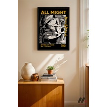 My Hero Academia All Might Poster, Siyah Çerçeveli Duvar Tablosu - Anime Severlere Özel Hediye