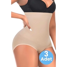 Uniquetrenders Kadın Toparlayıcı Dikişsiz Yüksek Bel Slip Korse 3'lü Set Ten Rengi
